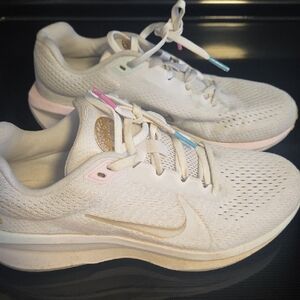 Nike White Sneakers with Gold Details